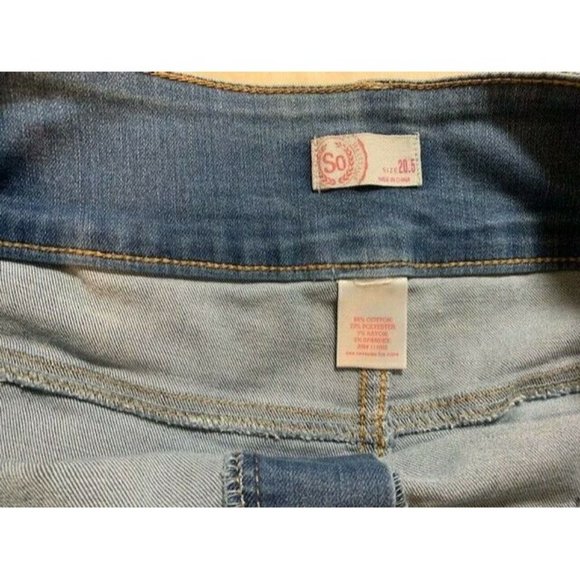 So Size 20.5 Womens Shorts Adjustable Waist Light Wash Stretch Cuffed - Picture 2 of 3